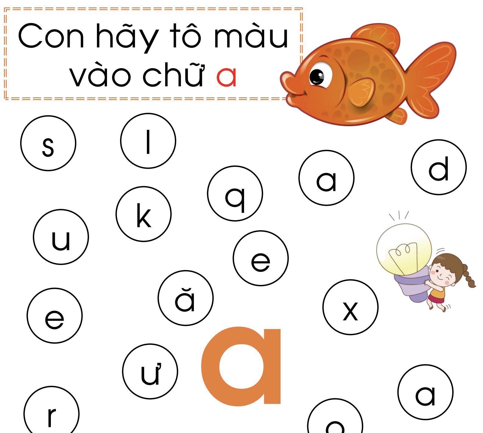 Bài tập tô chữ sáng tạo cho bé