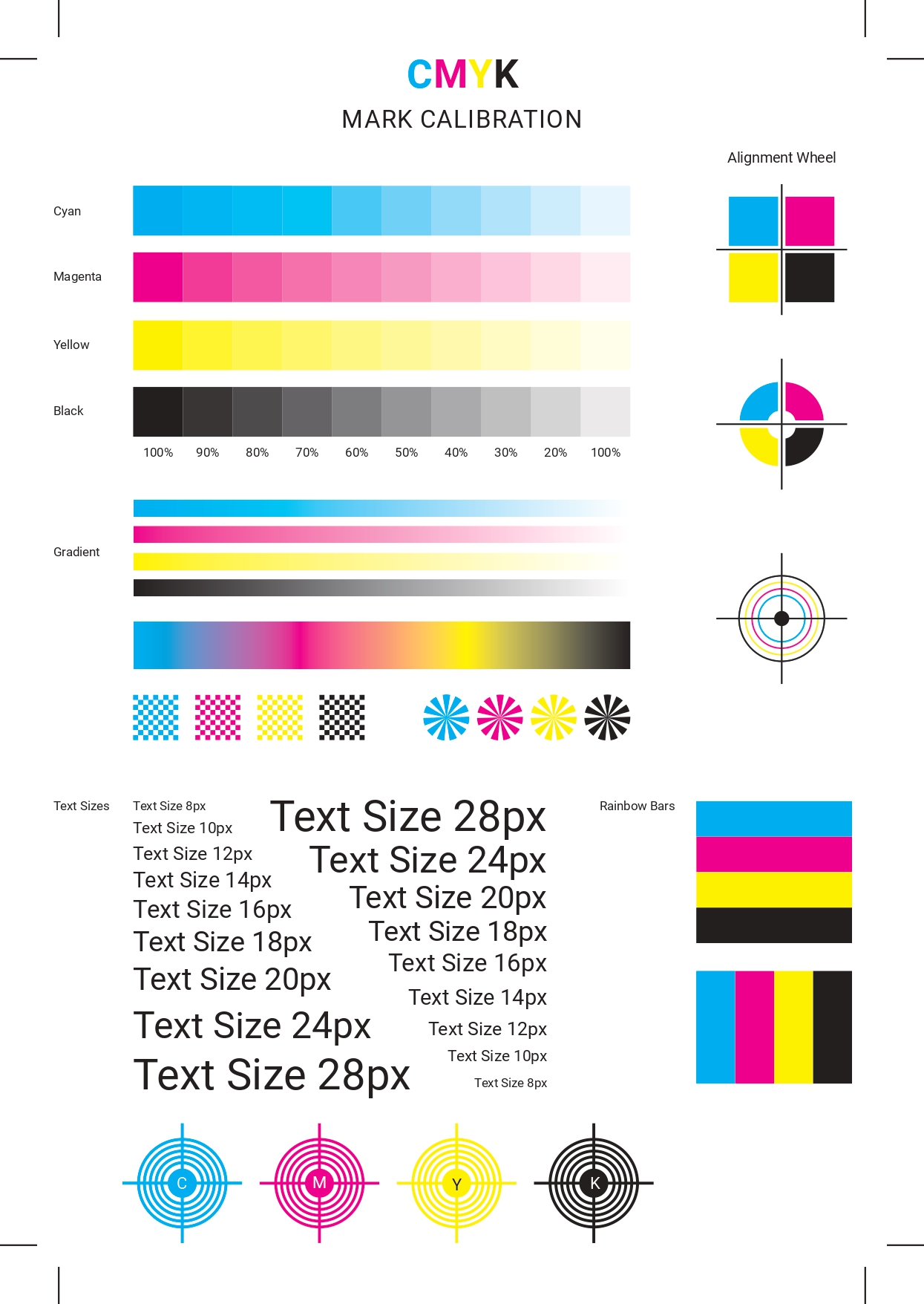File test màu máy in chuẩn CMYK kiểm tra đầu phun