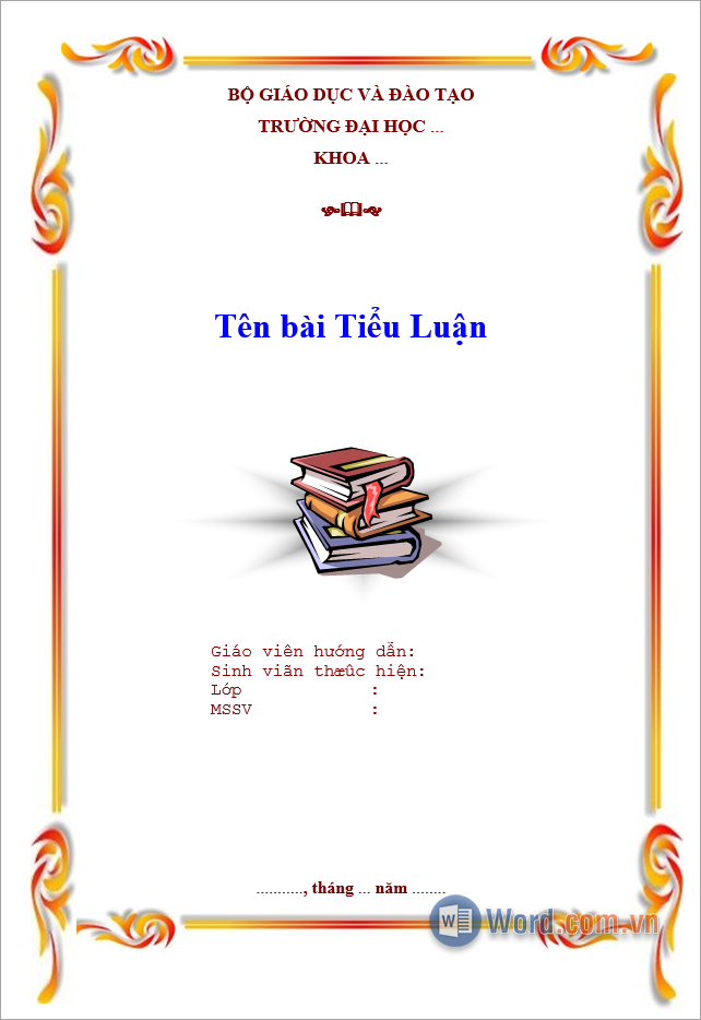 Mẫu khung viền luận án Word đơn giản