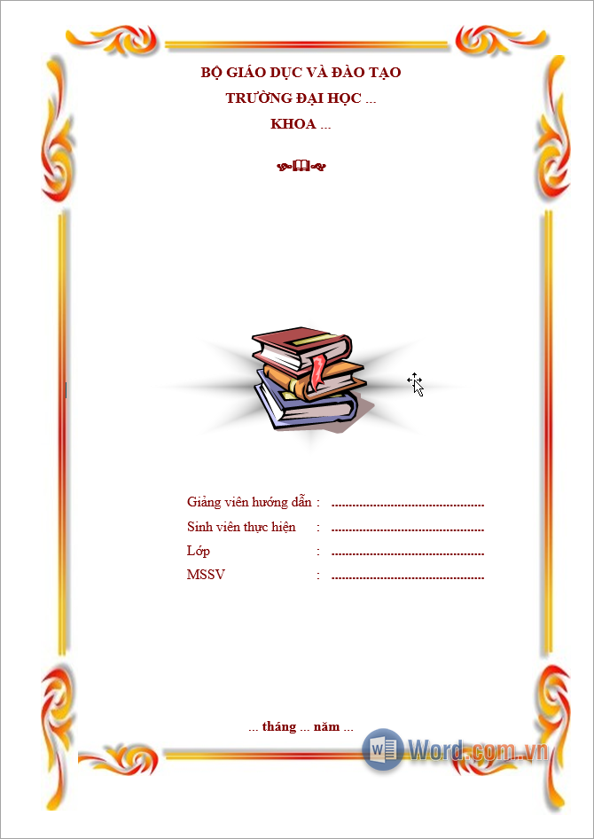 Mẫu khung viền báo cáo đẹp trong Word