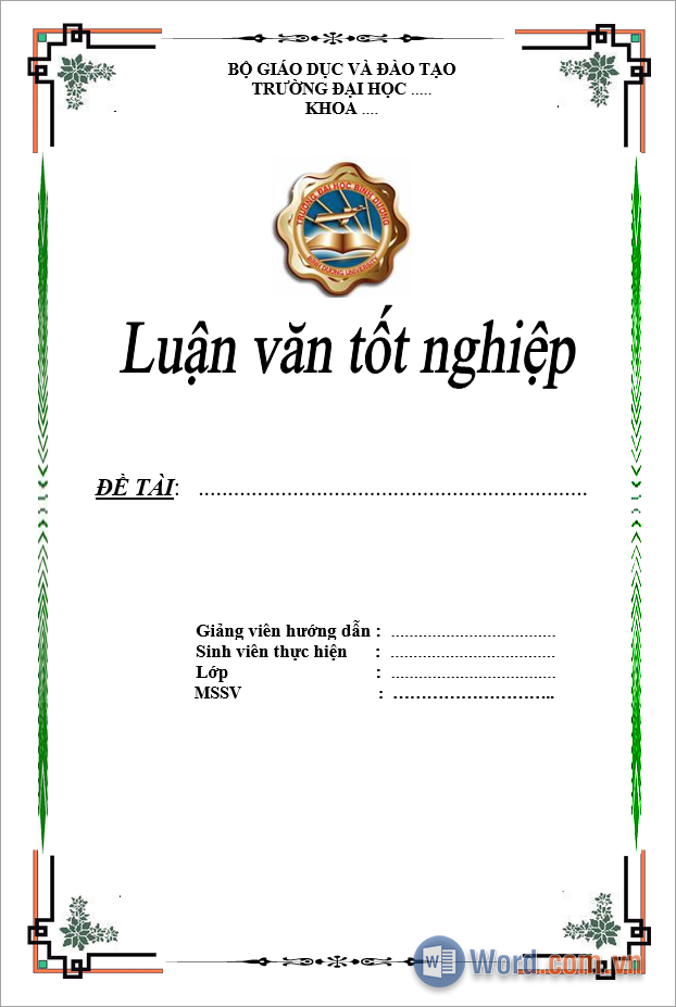 Mẫu khung viền luận án tốt nghiệp Word