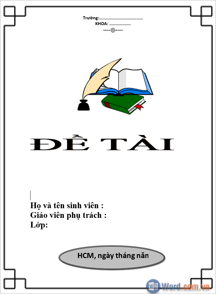 Mẫu khung viền bìa đề tài trong Word