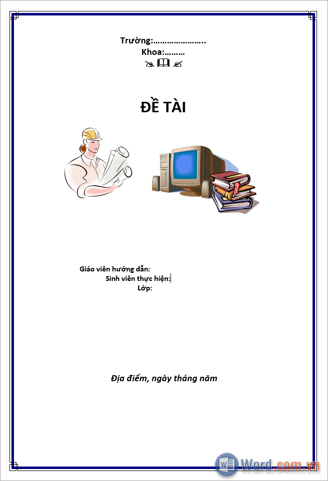 Tải mẫu khung viền bìa trang Word đơn giản