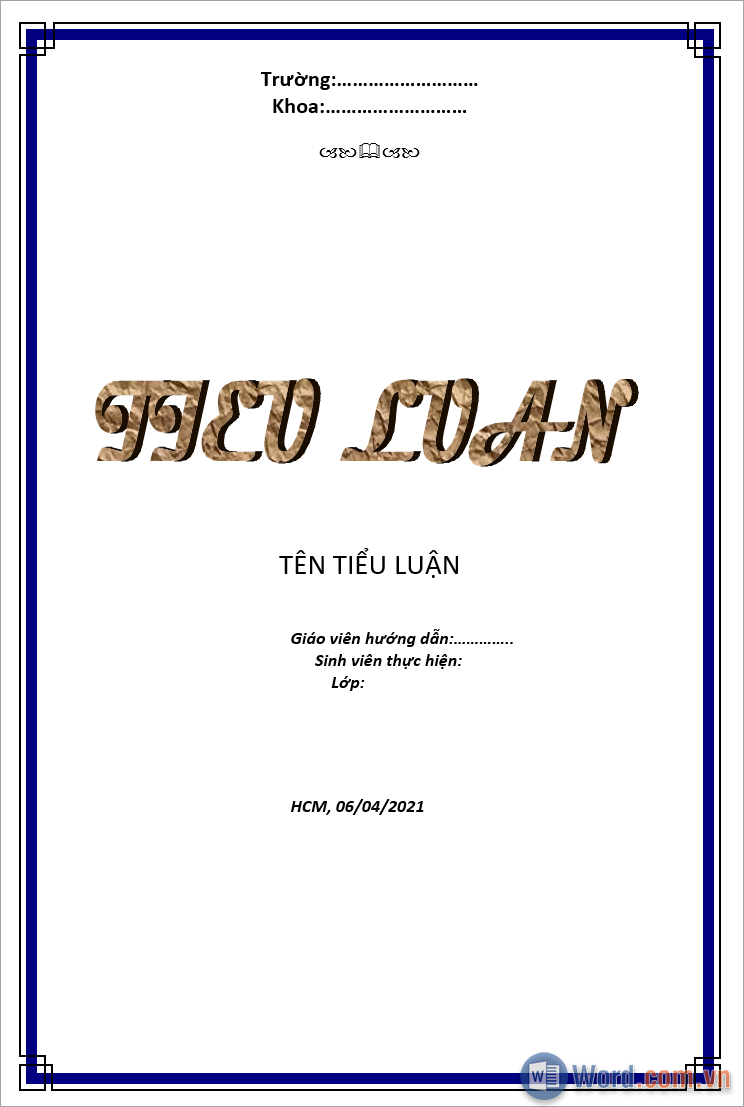 Mẫu khung viền bìa tiểu luận Word đẹp nhất