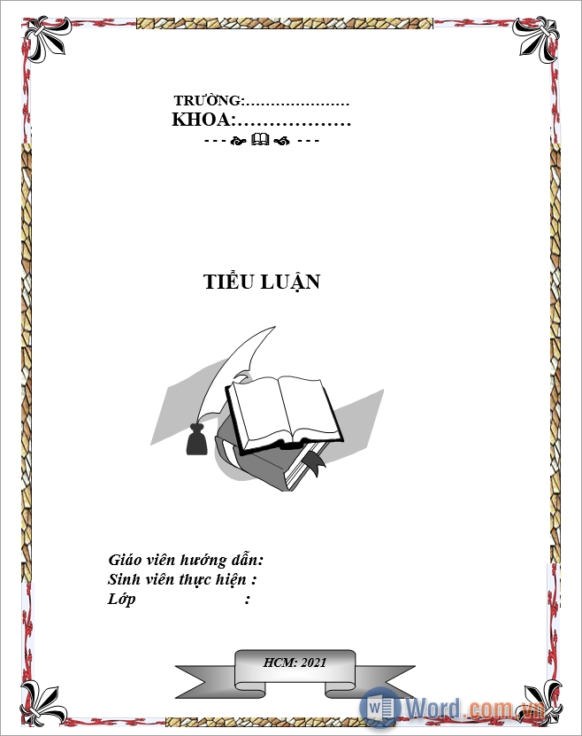 Mẫu khung viền bìa tiểu luận Word đẹp