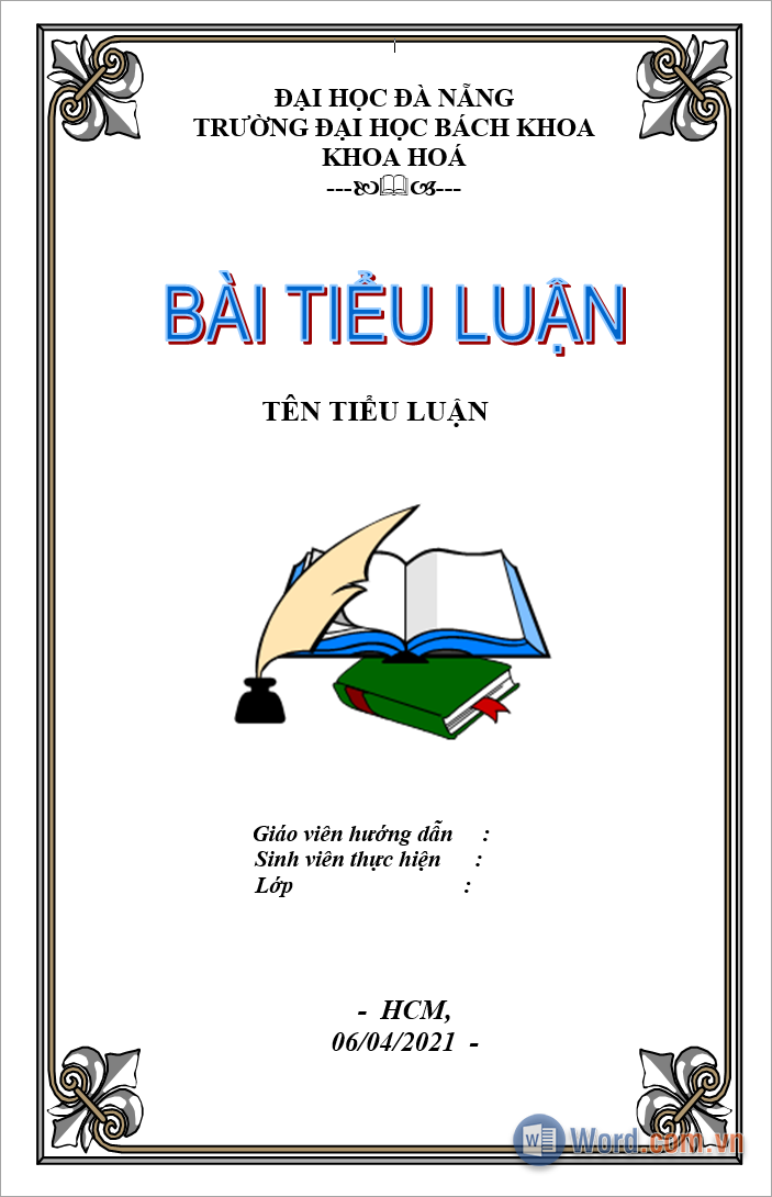 Mẫu khung viền bìa tiểu luận Word