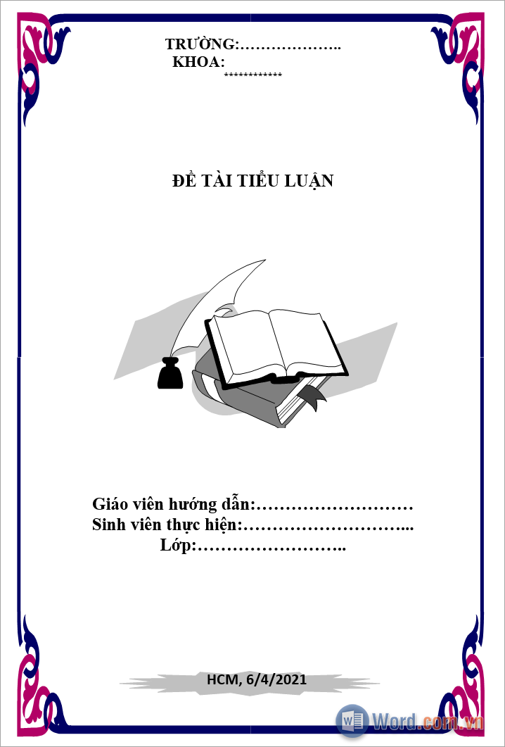Mẫu khung viền tiểu luận file Word