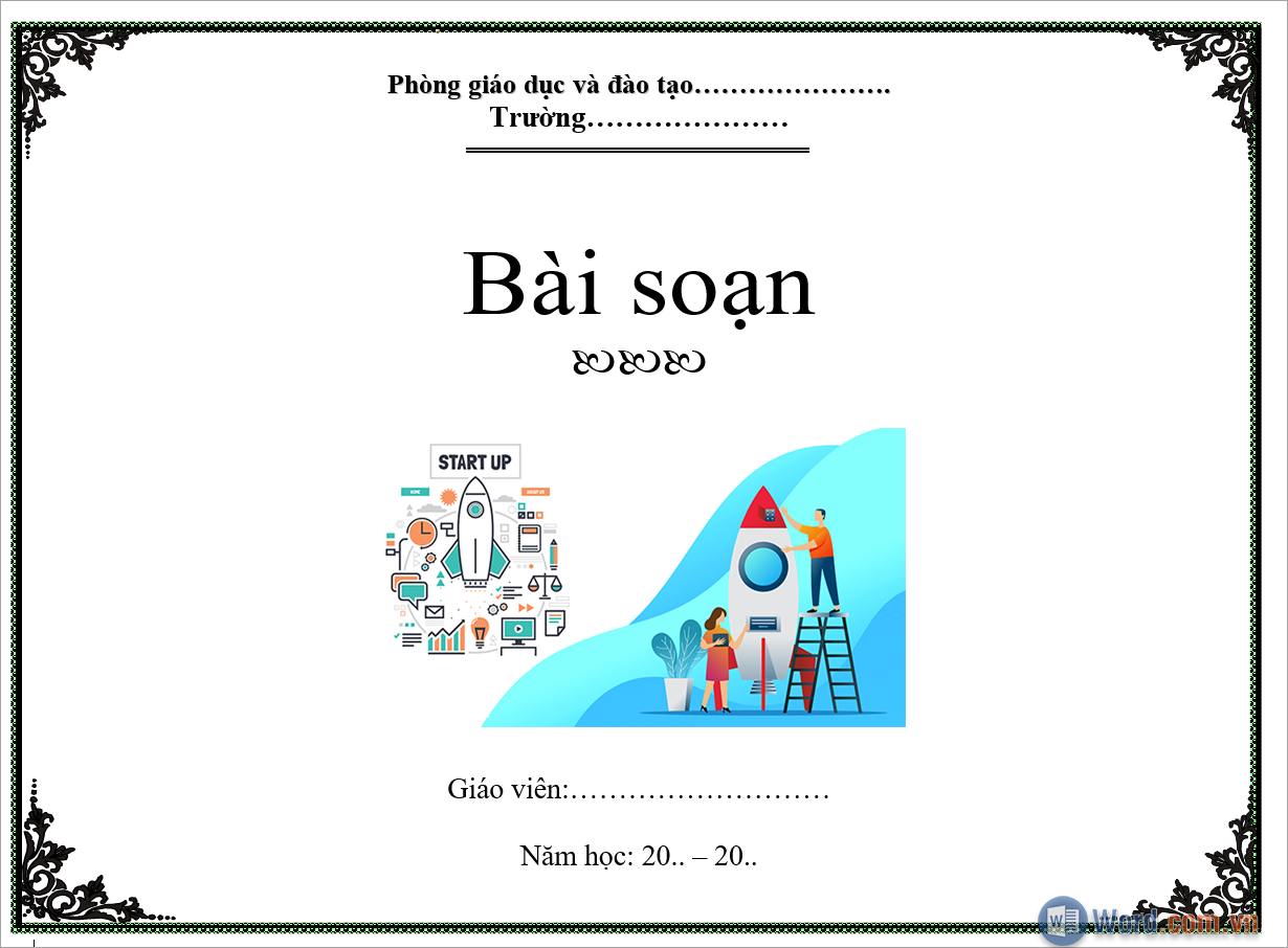 Mẫu khung viền bài soạn ngang trong Word