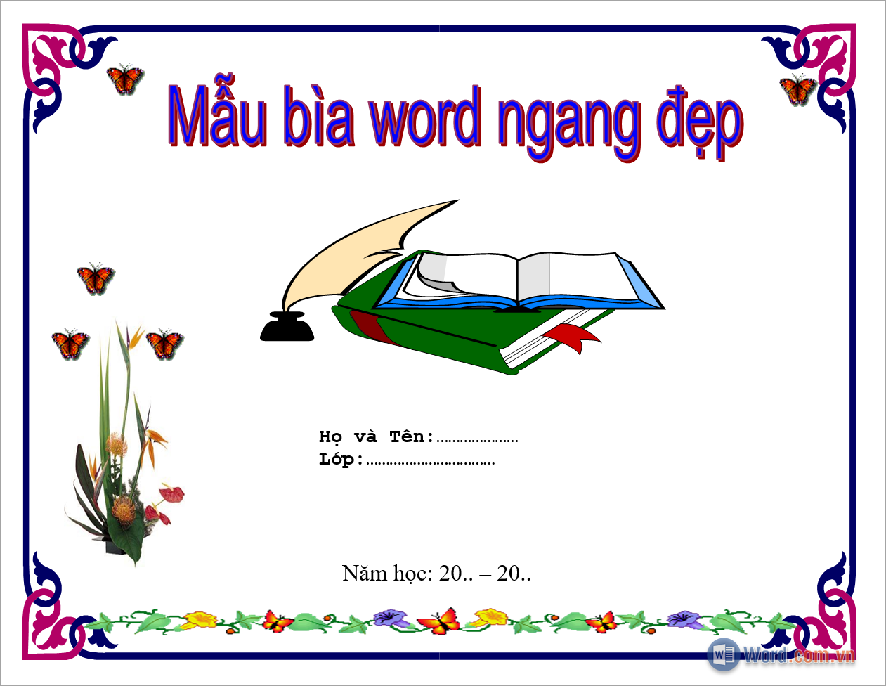 Mẫu khung viền ngang trong Word