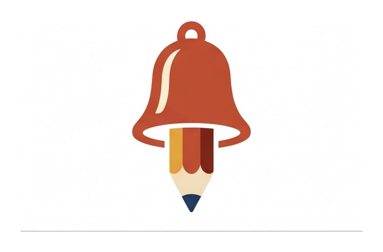 Logo giáo án chuông trường và bút chì