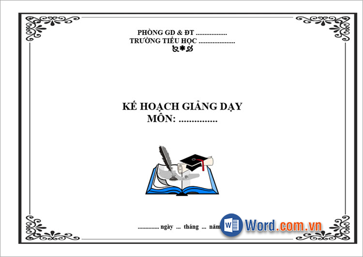 Mẫu bìa ngang Word viền hoa văn thanh lịch