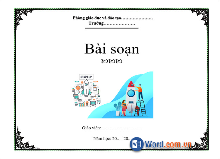 Mẫu bìa ngang Word khung viền cổ điển
