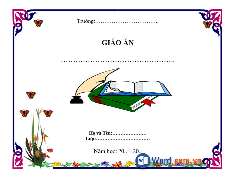 Mẫu bìa ngang Word có biểu tượng Quốc huy và ngành giáo dục