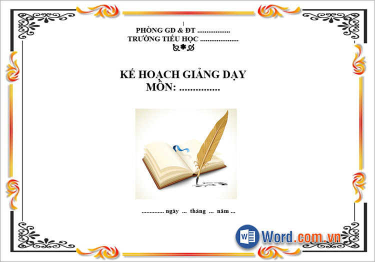 Mẫu bìa ngang Word họa tiết hoa sen trang nhã