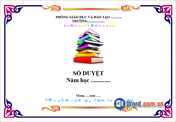 Mẫu bìa ngang Word viền góc hoa lá mềm mại