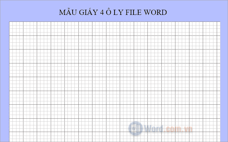 Mẫu giấy A4 4 ô ly có dòng kẻ chấm file Word