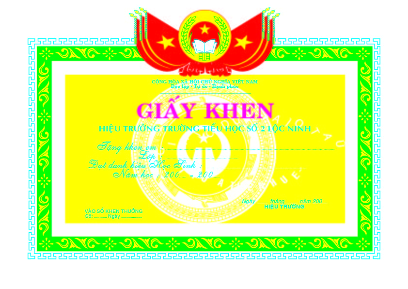 Mẫu giấy khen vector tiêu chuẩn khổ ngang